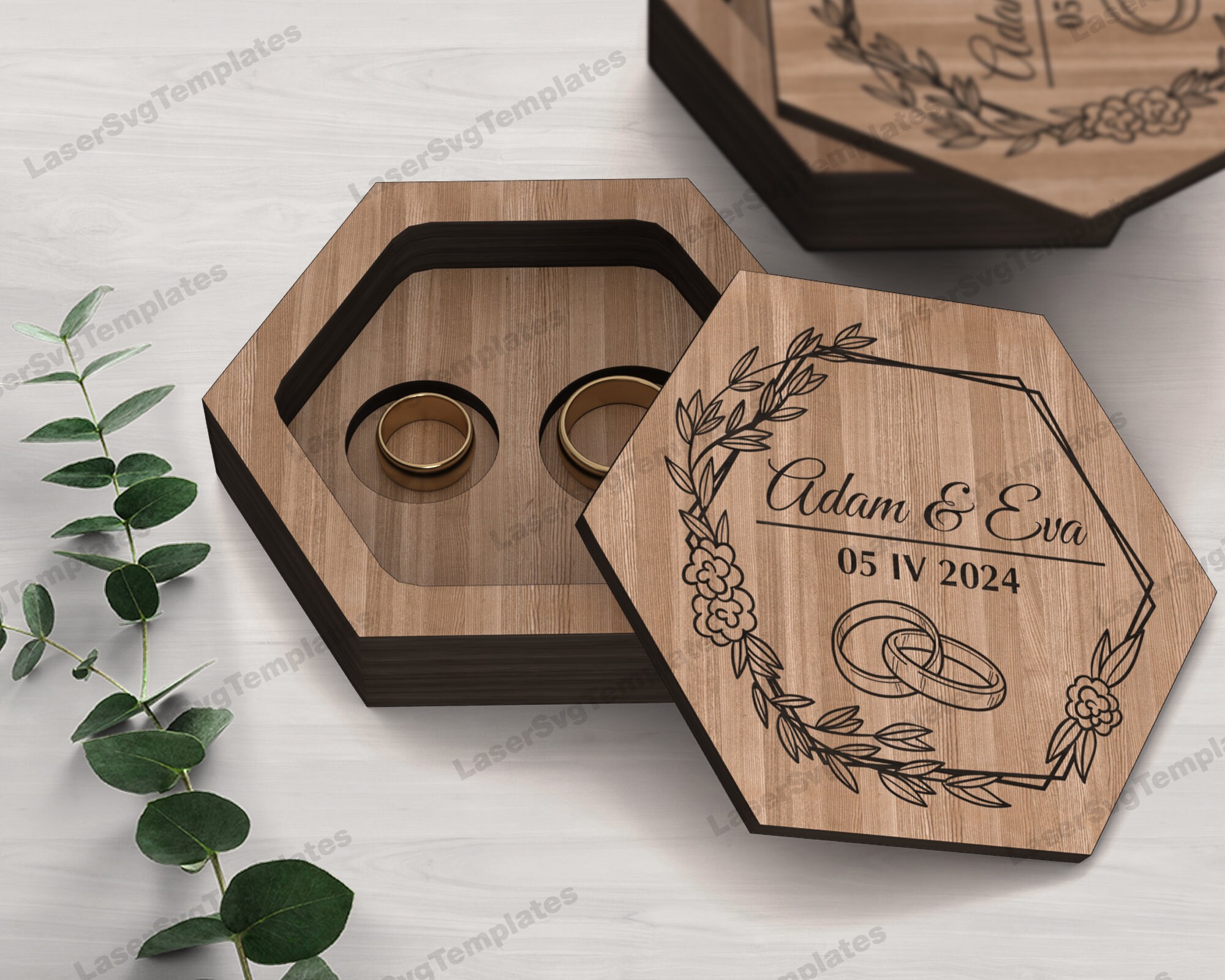 Decorative Wedding Ring Box Set Laser Cut Svg File Glowforge Wedding ...