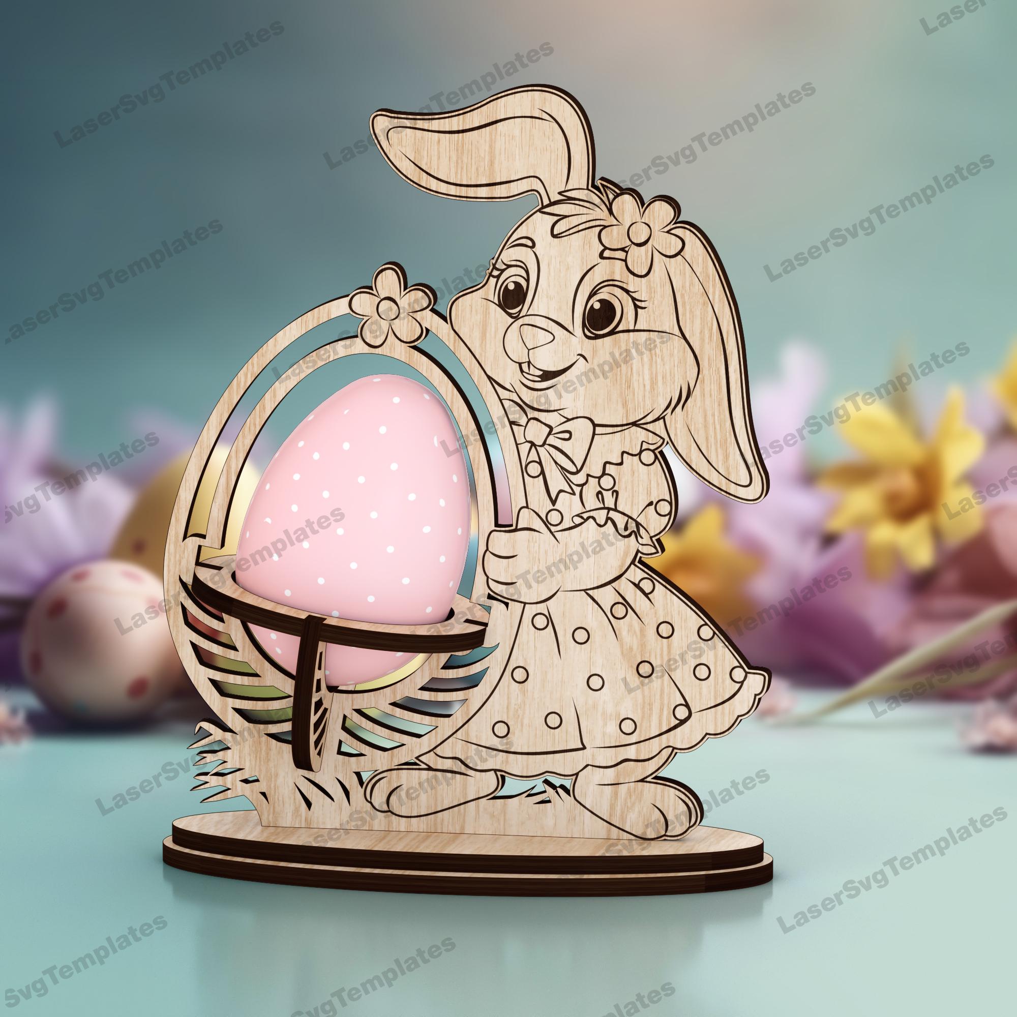 Easter Bunny Egg Holder Laser Cut Svg File Glowforge Easter Egg Holder ...