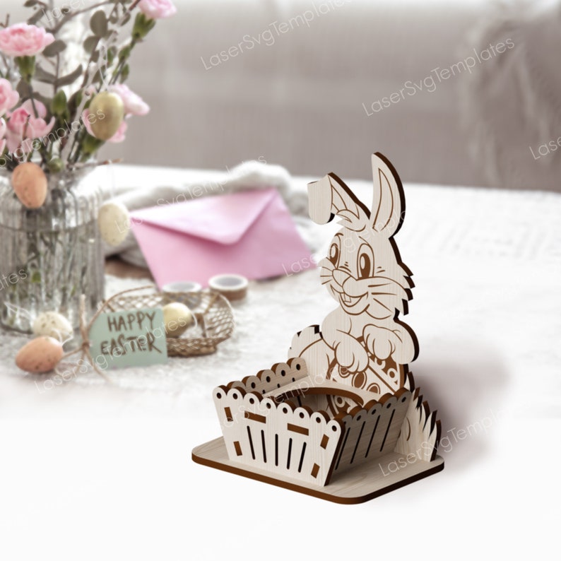 Laser cut Easter bunny egg holder svg file Glowforge egg holder stand bundle svg cricut Easter egg holder dxf cnc vector template zdjęcie 8