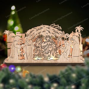 Julkrubba SVG laserskuren flerskiktad stående krubba juldekoration bild 5