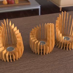 キャンドルホルダー レーザーカット SVG ファイル Glowforge キャンドルホルダー バンドル SVG ベクター テンプレート DXF テーブルランプ ベクター プラン レーザー CNC 木製パターン