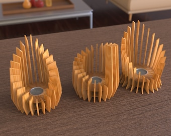 3 Sunburst Candlestick Laser Cut SVG Spike Tealight Table Lantern