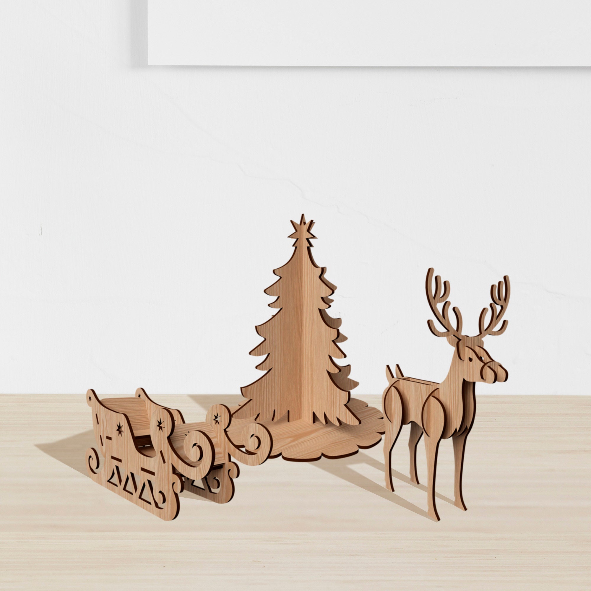 Christmas Standing Sleigh Reindeer Tree Table Decoration Laser Cut Svg ...