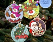 4 Christmas Countdown Ornament SVG Bundle Laser Cut Days Until Advent Hanging Decor
