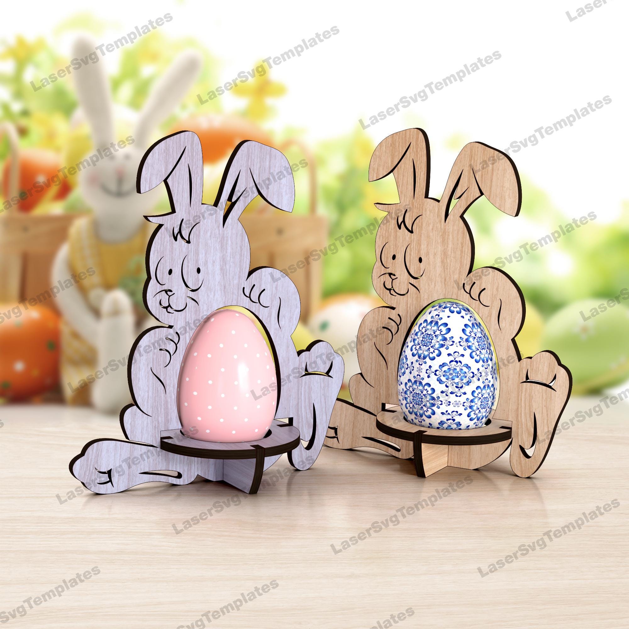 Laser Cut Easter Bunny Egg Holder Svg File Glowforge Egg Holder Stand ...