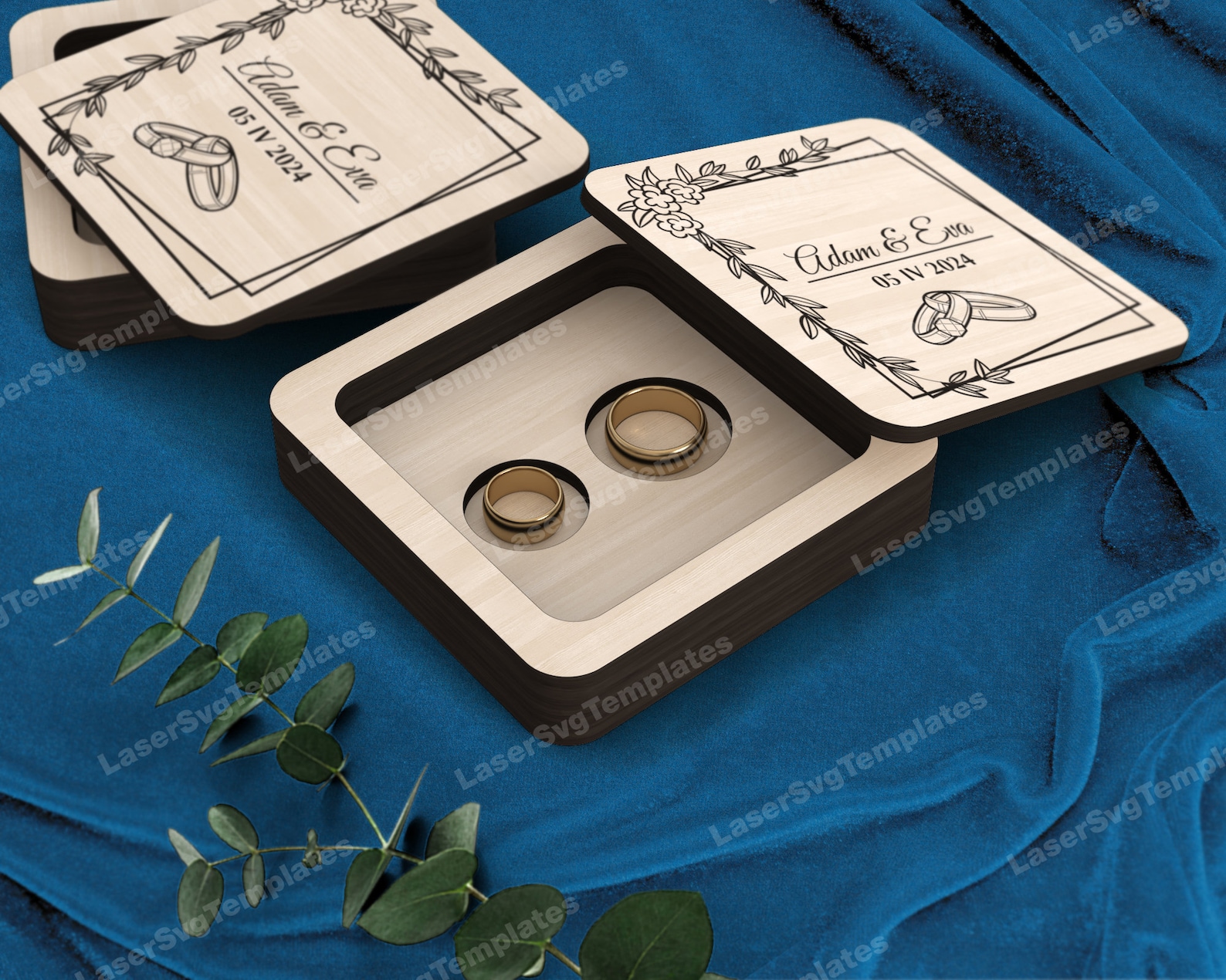 Decorative Wedding Ring Box Set Laser Cut Svg File Glowforge Wedding ...