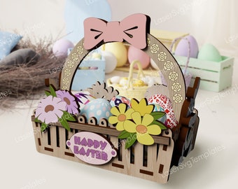 Easter Egg Gift Basket SVG Laser Cut Fence Flower Holder