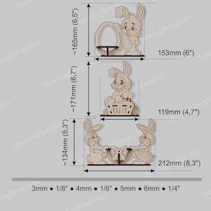 Fichier svg de porte-oeufs lapin de Pâques découpé au laser Glowforge porte-oeufs stand bundle svg cricut porte-oeufs de Pâques modèle vectoriel dxf cnc image 3