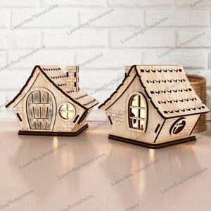 Porta-velas decorativo para casa, arquivo svg, corte a laser, luminária tealight Glowforge, decoração de mesa para luminária de casa, vetor dxf, luminária de casa, corte a laser