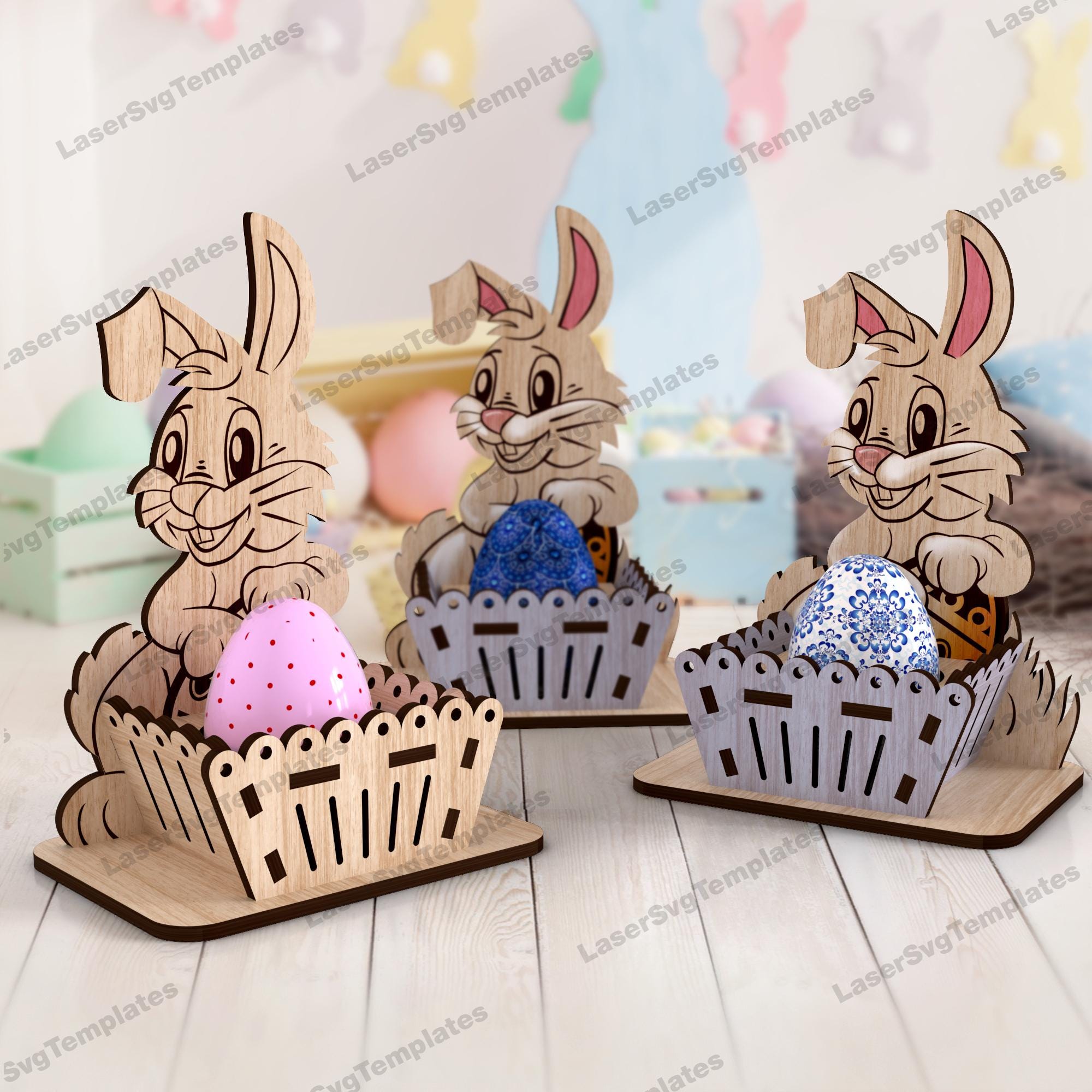 Easter Bunny Egg Holder Laser Cut Svg File Glowforge Bunny Organizer ...