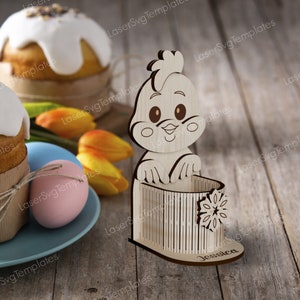 Soporte de huevo de gallina de Pascua corte láser archivo svg Glowforge organizador soporte de huevo soporte svg cricut soporte de huevo de Pascua dxf cnc plantilla vectorial