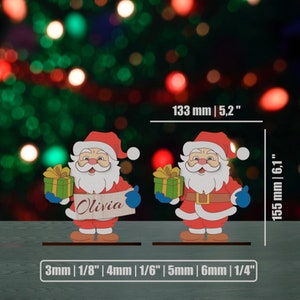 Christmas standing Santa table decoration laser cut svg file Glowforge Christmas Santa table decoration dxf laser vector template zdjęcie 2