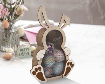 Laser Cut Easter Bunny Egg Box SVG Wooden Basket Holder