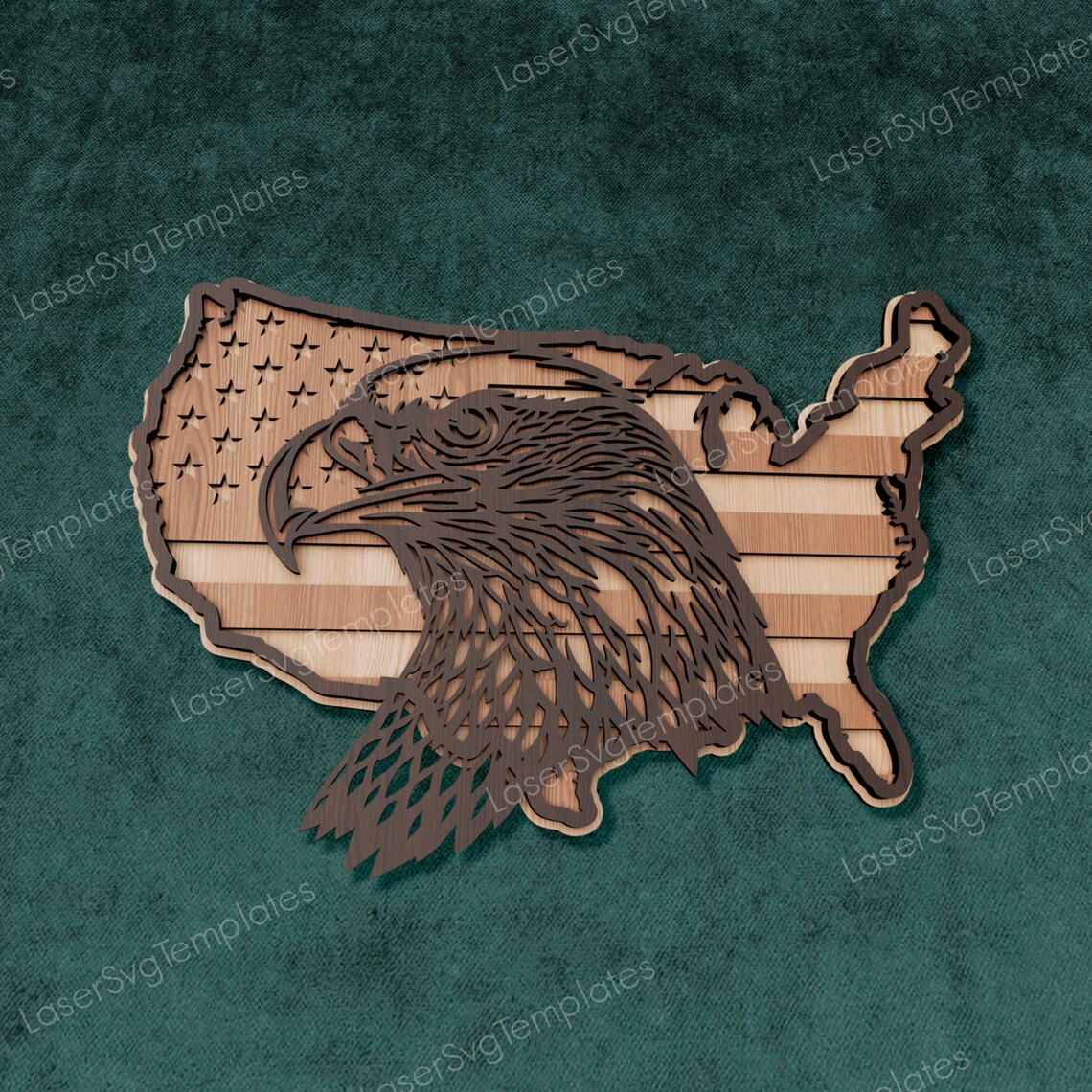 Multilayer United States Map With Eagle Wall Panel Laser Cut Svg File ...