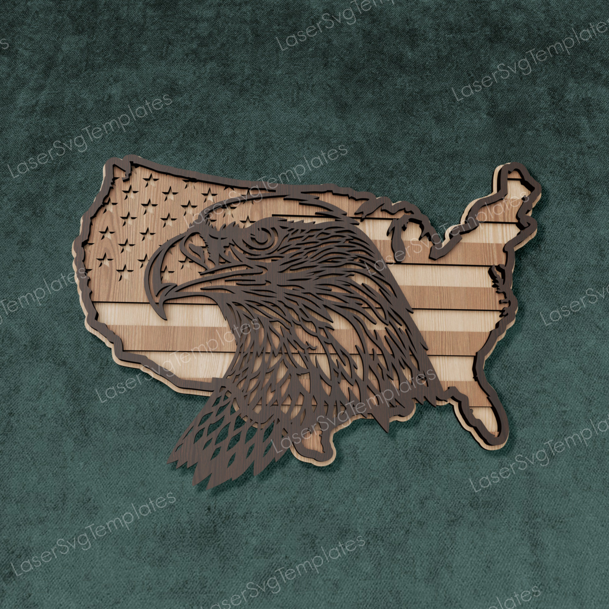 Multilayer United States Map With Eagle Wall Panel Laser Cut Svg File ...