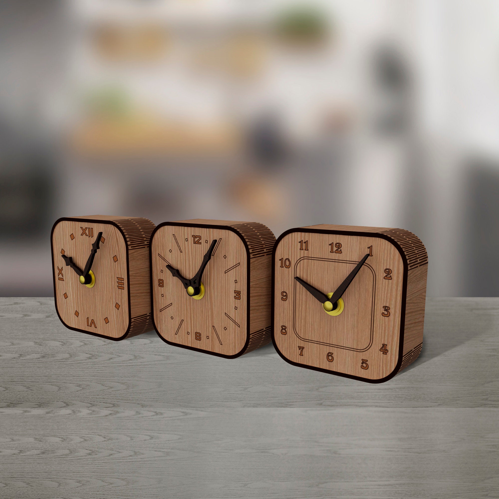 Wooden Table Clock Bundle Laser Cut Svg File Glowforge Table Clock
