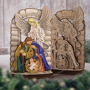 Laser Cut Nativity Scene Miniatures SVG File: Glowforge DXF (Digital Download)
