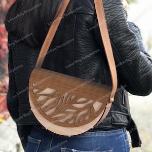 Fichier svg de pochette en bois découpé au laser Glowforge sac à main en bois svg cricut pochette modèle vectoriel cnc modèle dxf de sac à main