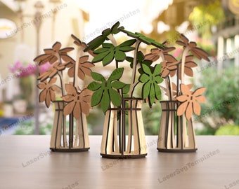 3D Schefflera Vase SVG Laser Cut Flowers Plant Stand Decor