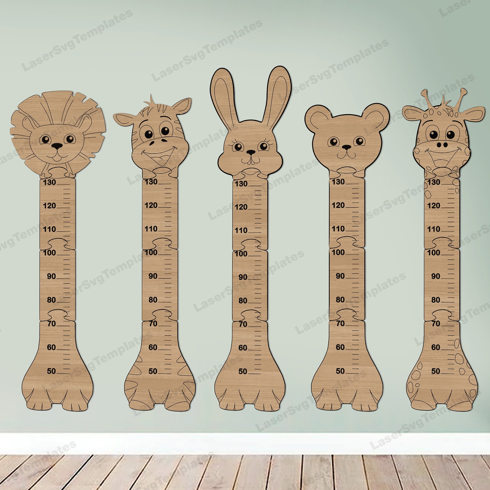 Animals Ruler Growth Chart 5 Bundle Laser Cut Svg File Glowforge Growth ...