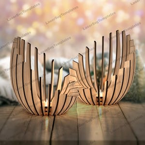 Candelabro decorativo cortado con láser, archivo svg, candelabro de madera Glowforge, archivo vector svg, patrón DXF de candelabro, plantilla láser para lámpara de mesa
