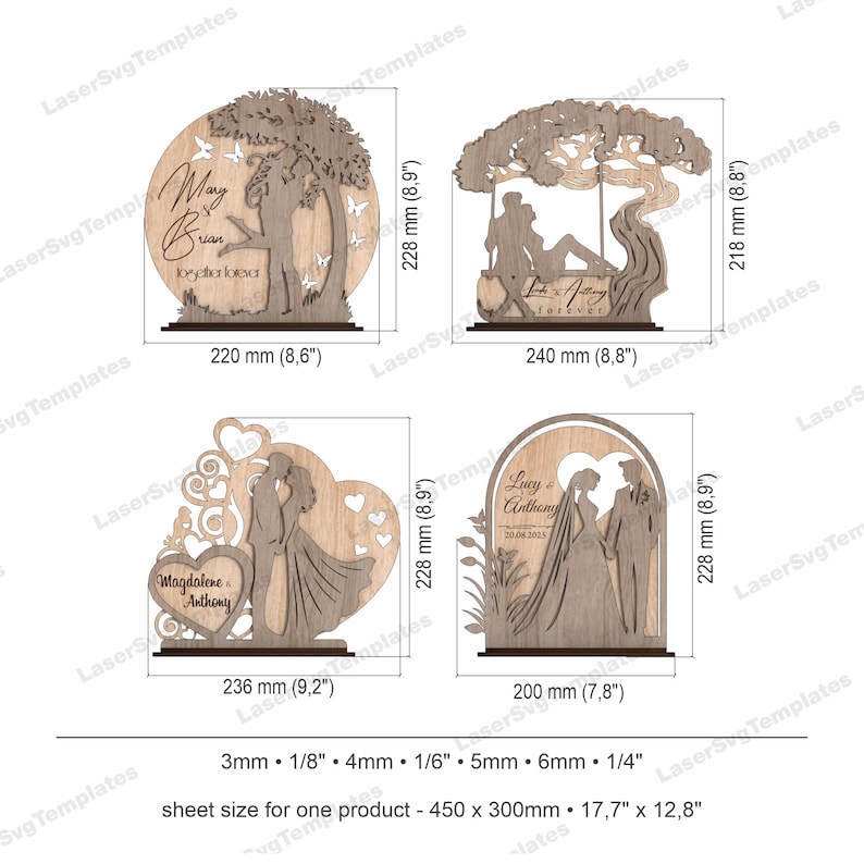 4 Wedding Couple Sign SVG Laser Cut Standing Bride Groom Gift Decor - Etsy
