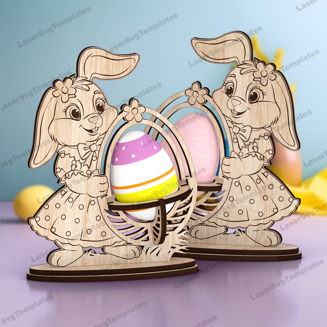 Easter Bunny Egg Holder Laser Cut Svg File Glowforge Easter Egg Holder ...