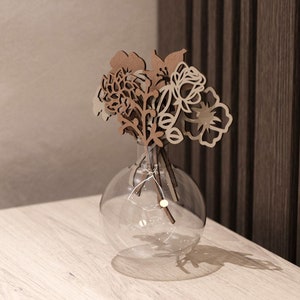 レーザーカットの木製の花 20 束 SVG テンプレート Glowforge 装飾的な野生の花 DXF ベクトル レーザーカットアウト テンプレート パターン CNC プラン