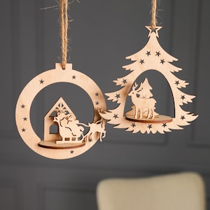 Laser geschnitten Holz 3D Weihnachtskugel Ornament svg Glowforge Christbaumkugel Ornamente Baumschmuck svg Cricut Weihnachten dxf Vorlage