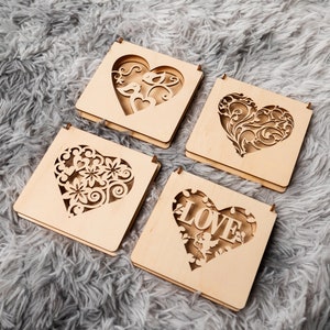 Lasergesneden decoratieve ring box set svg sjabloon Glowforge trouwring box svg cricut Sieradendoos patroon dxf cnc vector digitaal bestand