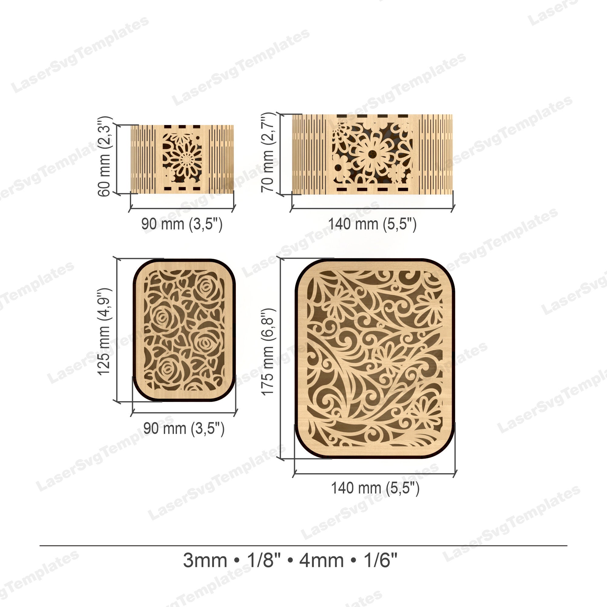 Decorative Wooden Gift Box Bundle Laser Cut Svg File Glowforge Wedding ...