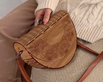 Bolso clutch de madera cortado con láser svg Glowforge bolso svg cricut Clutch cnc plantilla vectorial Bolso bolso dxf descarga digital