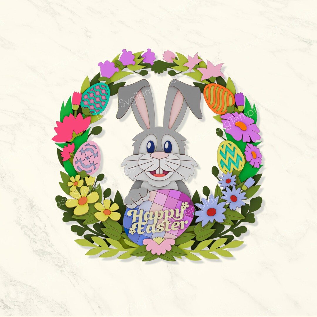 Multilayer Easter Bunny Wall Decoration Laser Cut Svg File Glowforge 3D ...