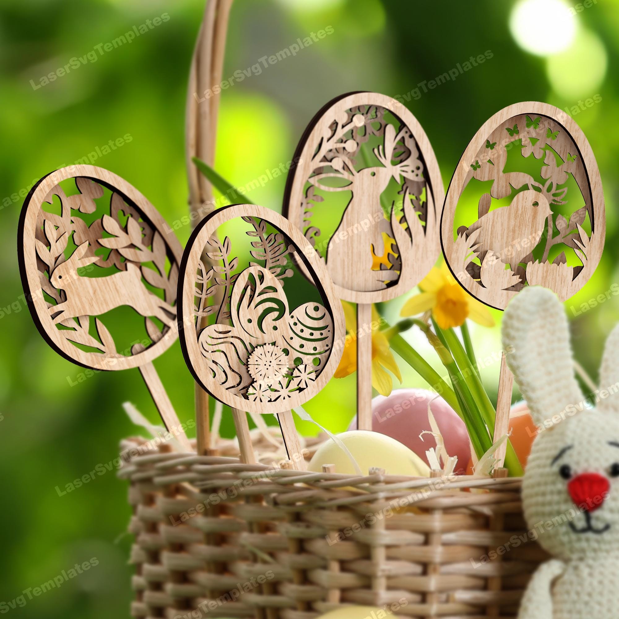 Laser Cut Easter Bunny Egg Ornaments Svg File Glowforge Multilayer ...