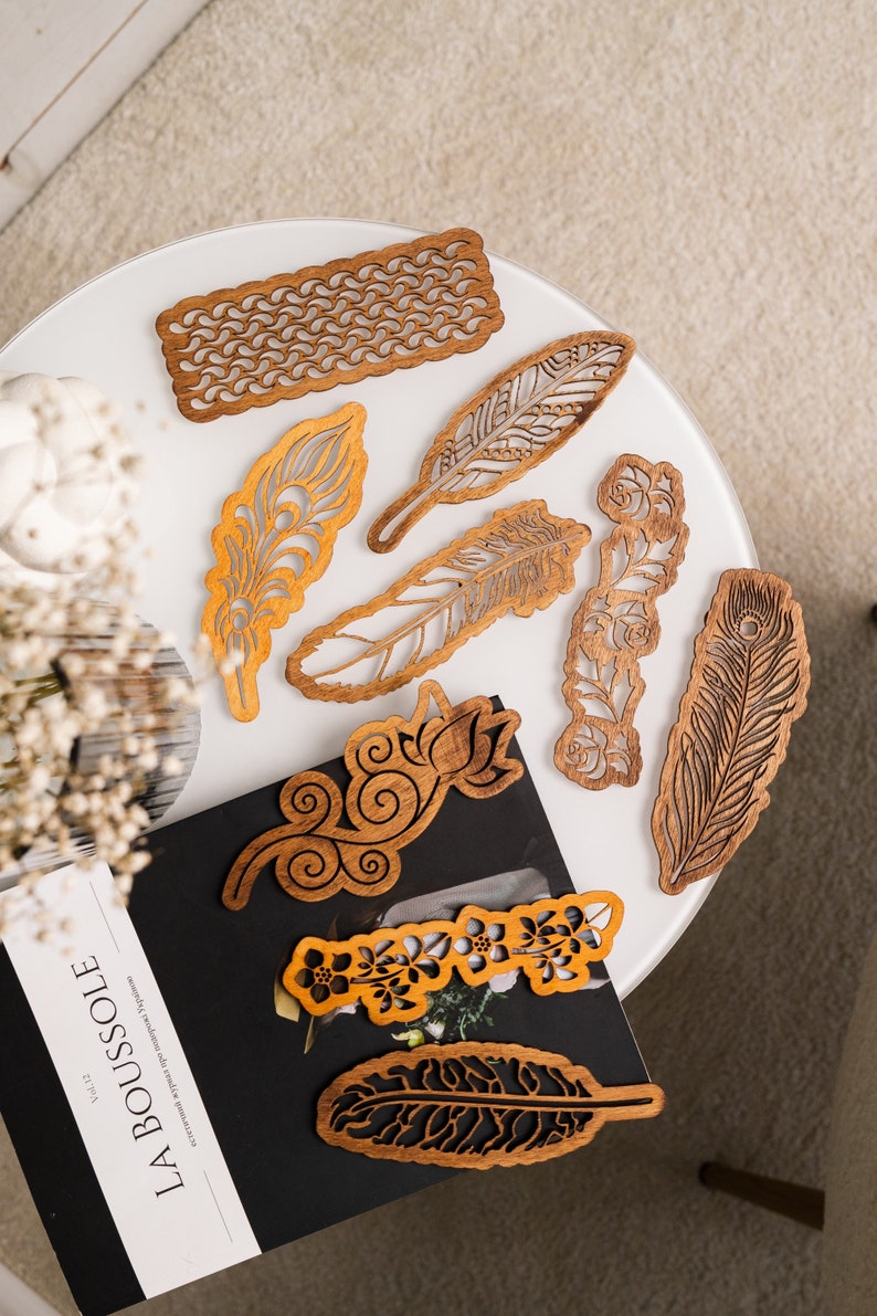 Laser Cut 9 Wooden Bookmarks Svg Bundle Glowforge Bookmarks Pattern Cnc ...