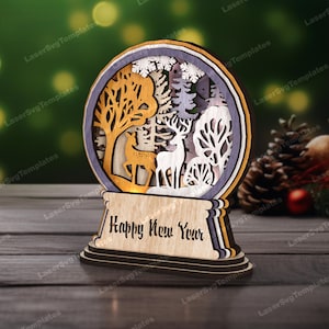 Multilayer Christmas deer table decoration laser cut svg file Glowforge Christmas night light lamp laser cut svg Christmas decor lamp dxf
