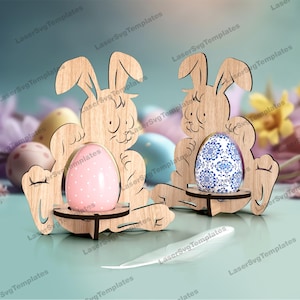 Laser cut  Easter bunny egg holder svg file Glowforge egg holder stand bundle svg cricut Easter egg holder dxf cnc vector template