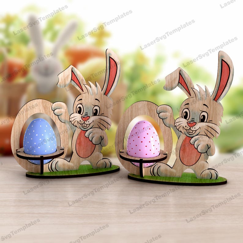 Easter Bunny Egg Stand Laser Cut Svg File Glowforge Bunny Egg Holder ...