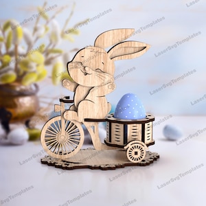 Fichier svg de porte-oeufs de lapin de Pâques découpé au laser Glowforge support de porte-oeufs de Pâques svg porte-oeufs de Pâques dxf cnc modèle vectoriel Pâques découpé au laser