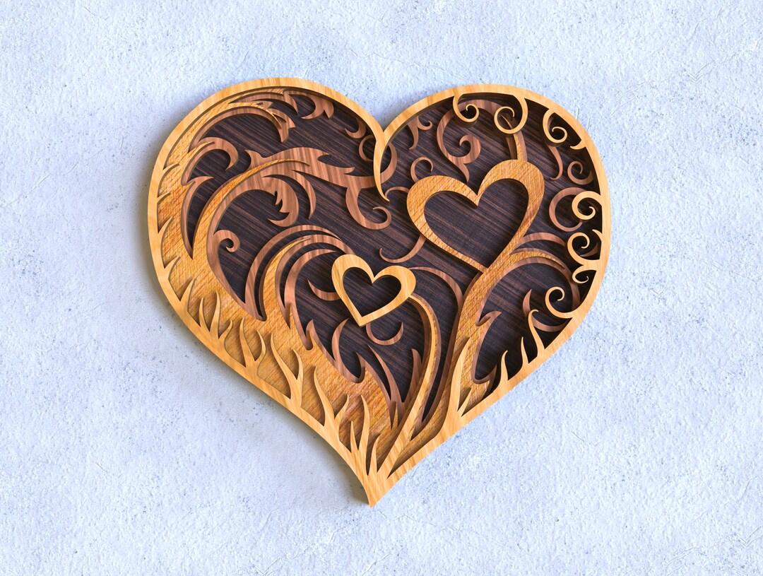 Multilayer Heart SVG Laser Cut Mandala Love Wall Art Decor - Etsy