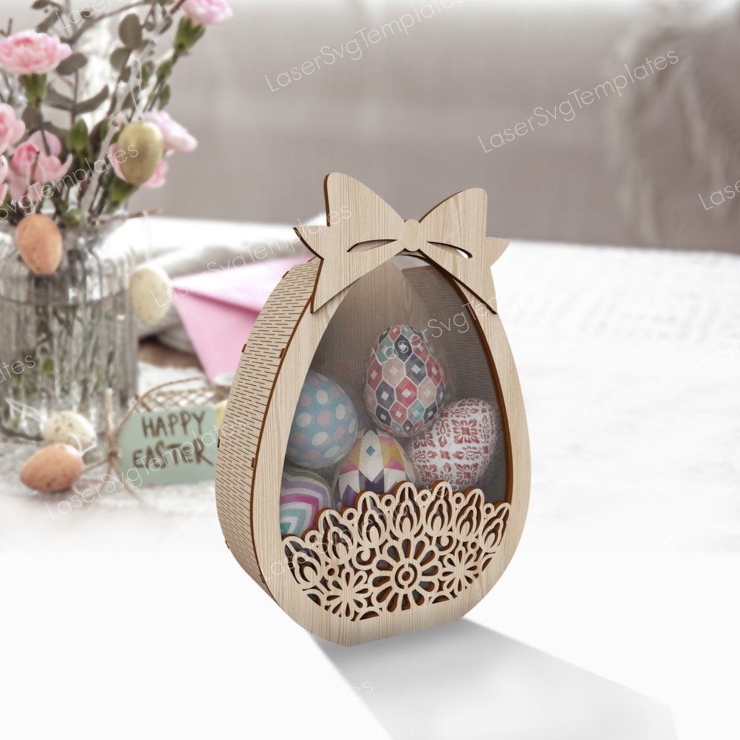 Easter Egg Basket Laser Cut SVG Standing Treat Gift Box Holder - Etsy