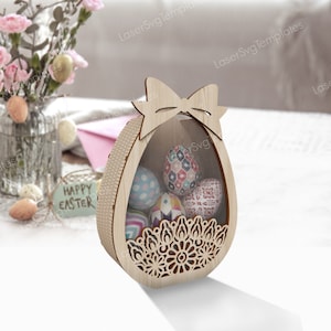 Modèle svg de panier d'oeufs de lapin de Pâques découpé au laser Glowforge décoratif oeuf de Pâques boîte svg cricut porte-oeufs de lapin de Pâques cnc dxf fichier vectoriel