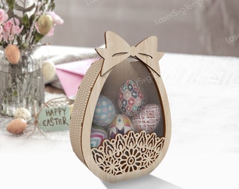 Easter Egg Basket Laser Cut SVG Standing Treat Gift Box Holder