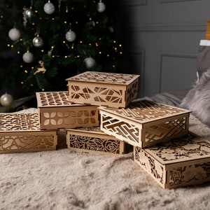 Laser cut floral box bundle 7 svg template Glowforge minimalistische Box svg cricut Geschenkbox Muster dxf cnc Vektor vorlage digital download