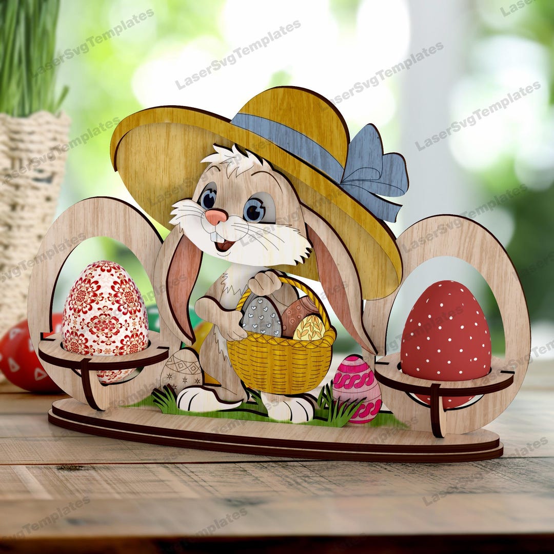 Easter Bunny Egg Holder Laser Cut Svg File Glowforge Double Egg Holder ...
