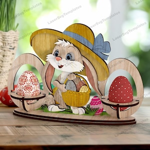 Osterhase Ei Halter Laser geschnitten svg Datei Glowforge Doppelei Halter Ständer Bundle svg Osterei Halter dxf cnc Vektor Vorlage