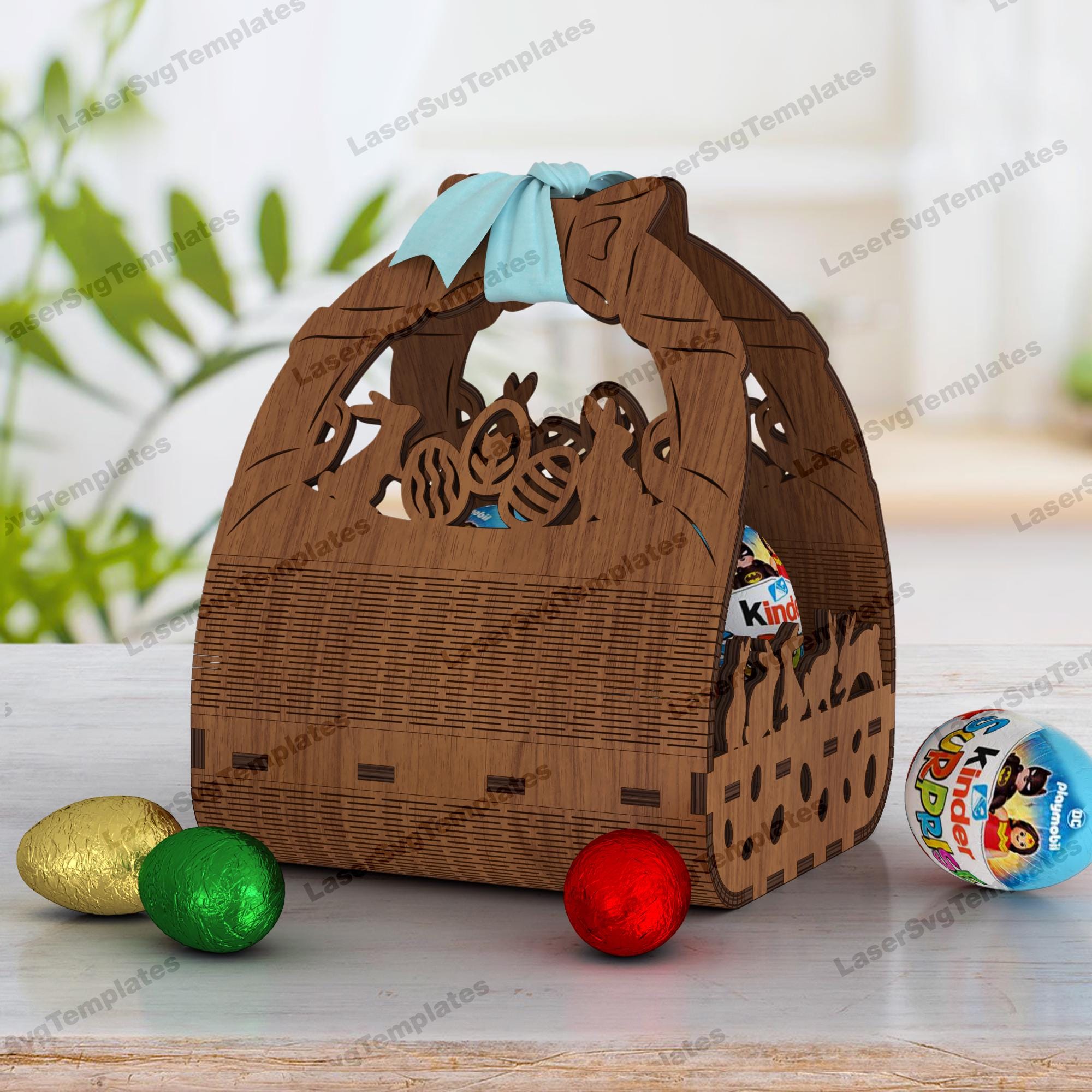 2 Easter Bunny Egg Basket Laser Cut Svg File Glowforge Easter Egg ...