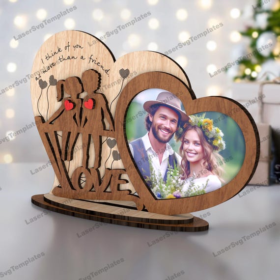 Laser Cut Heart Photo Frame SVG Standing Love Couple Romantic
