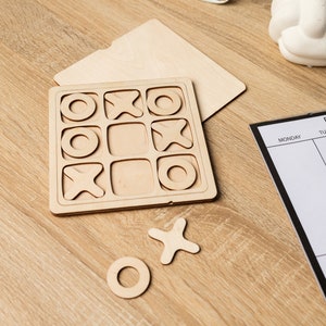 Tic tac toe svg laser gesneden bestand Glowforge kids puzzel spel svg cricut Tic tac toe dxf vector patroon laser gesneden houten puzzel digitale download