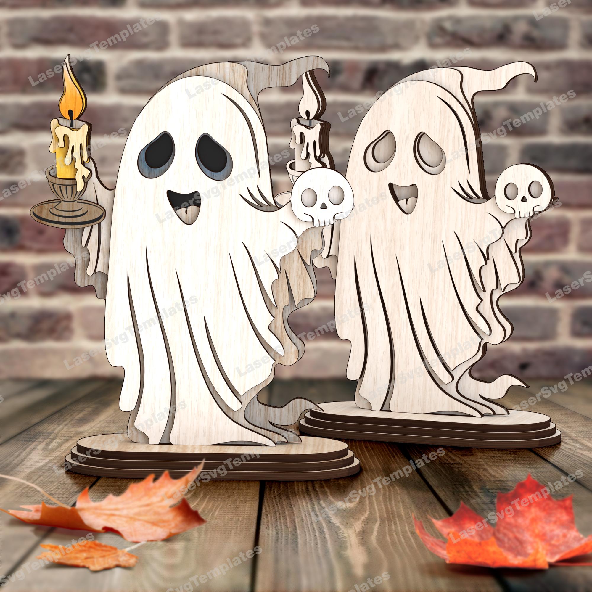 Standing Halloween Ghosts Table Decor Laser Cut Svg File Glowforge ...
